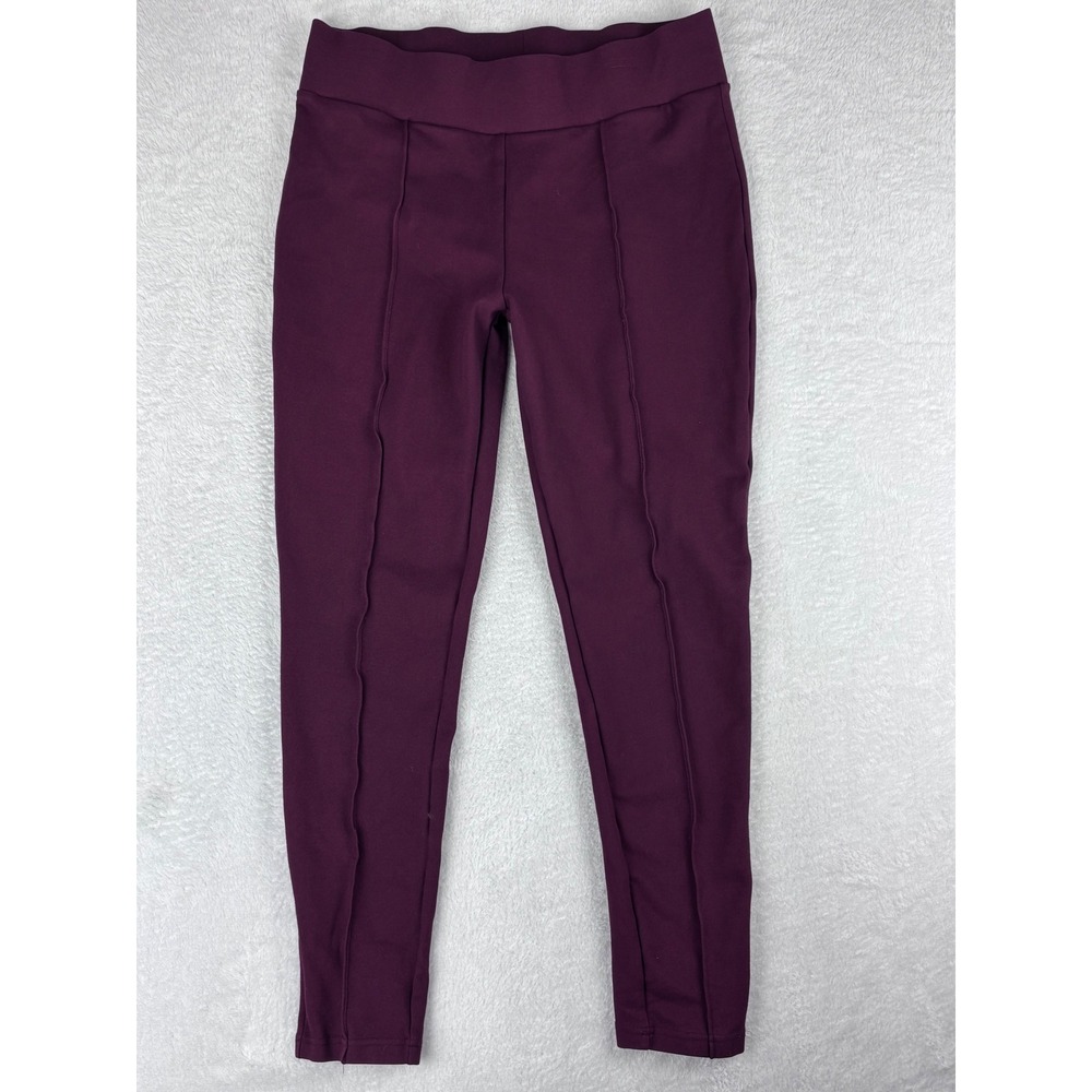 Seven7 Pull‎ On Ponte Pants Wine Red Stretchy Career Casual Leggings L